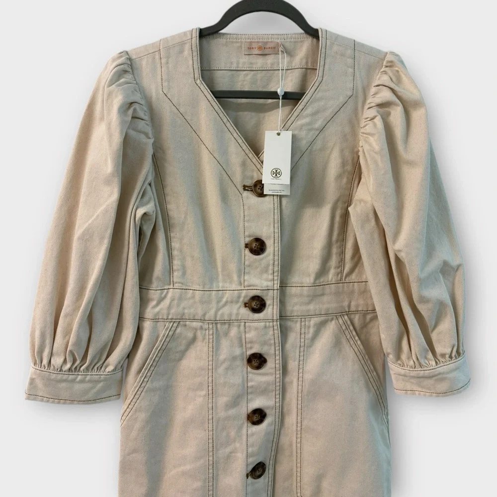 NWT Tory Burch Puff Denim Dress - Picture 5 of 13